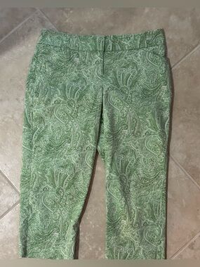 Talbots Green Paisley Petite Trousers